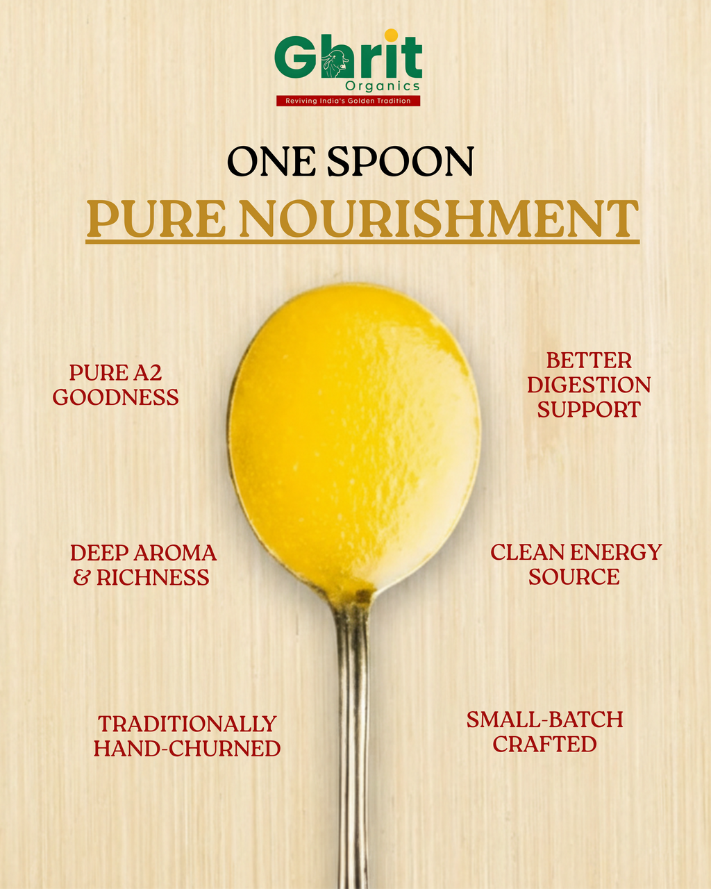 Ghrit Organics A2 Cow Ghee | Bilona Churned | Made from A2 Milk | 100% Pure & Natural | 500 ml